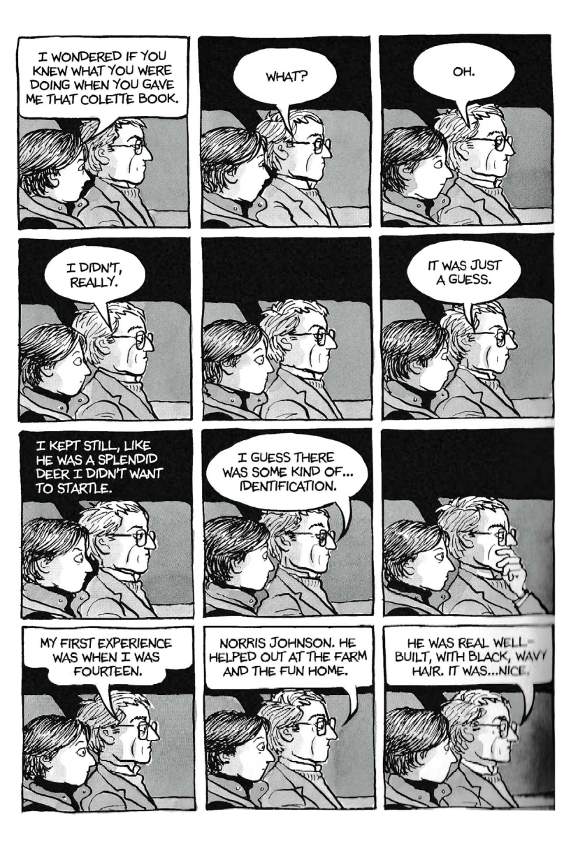 A panel sequence from page 220 of Fun Home. © Alison Bechdel 2006.