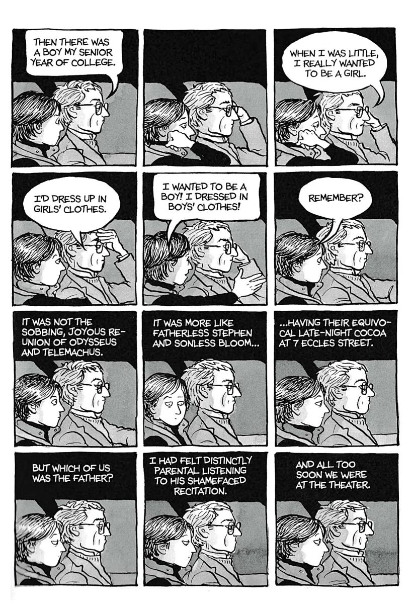 A panel sequence from page 221 of Fun Home. © Alison Bechdel 2006.